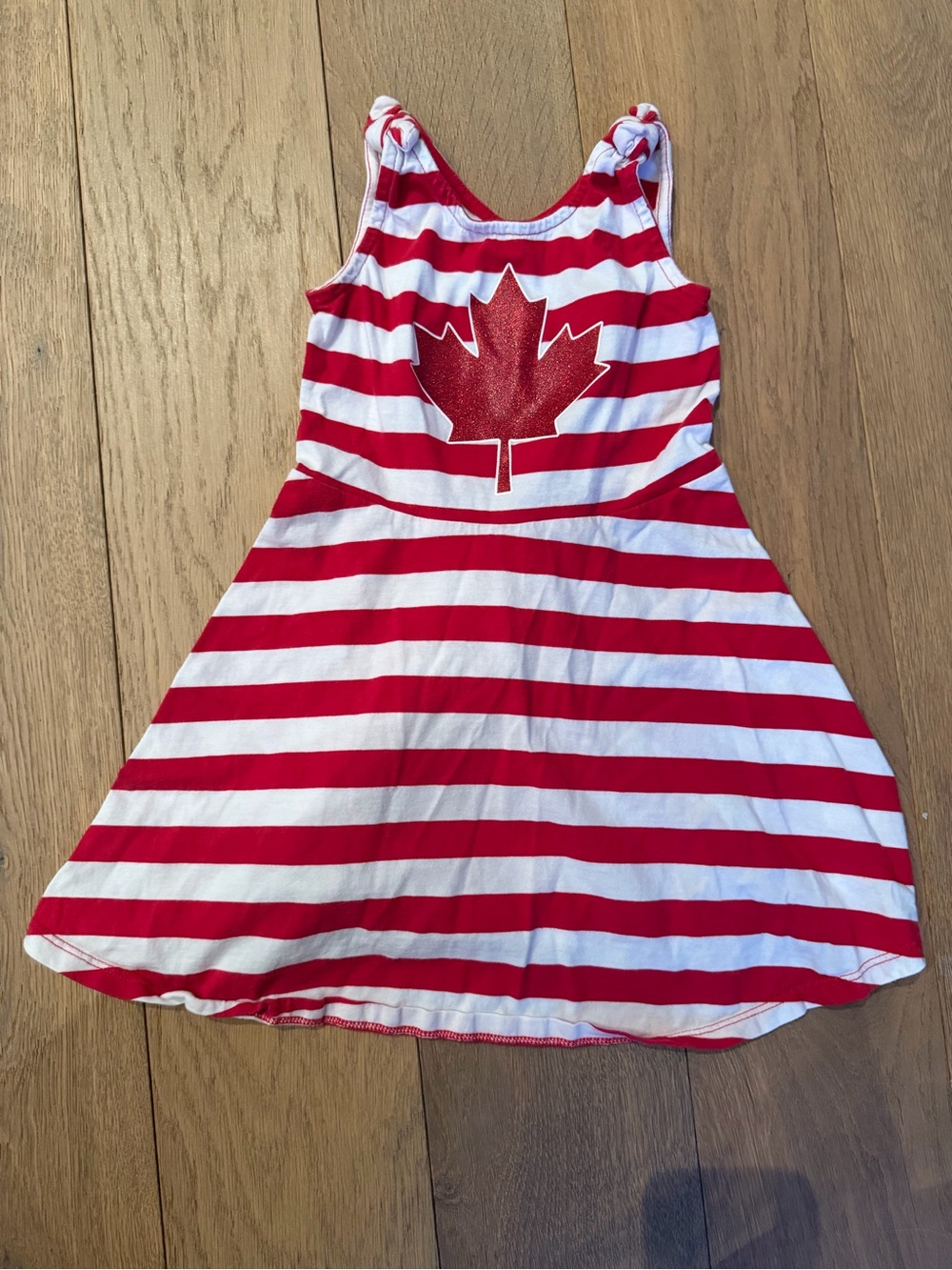 The Children's Place Red & White Striped Maple Leaf Tank Dress